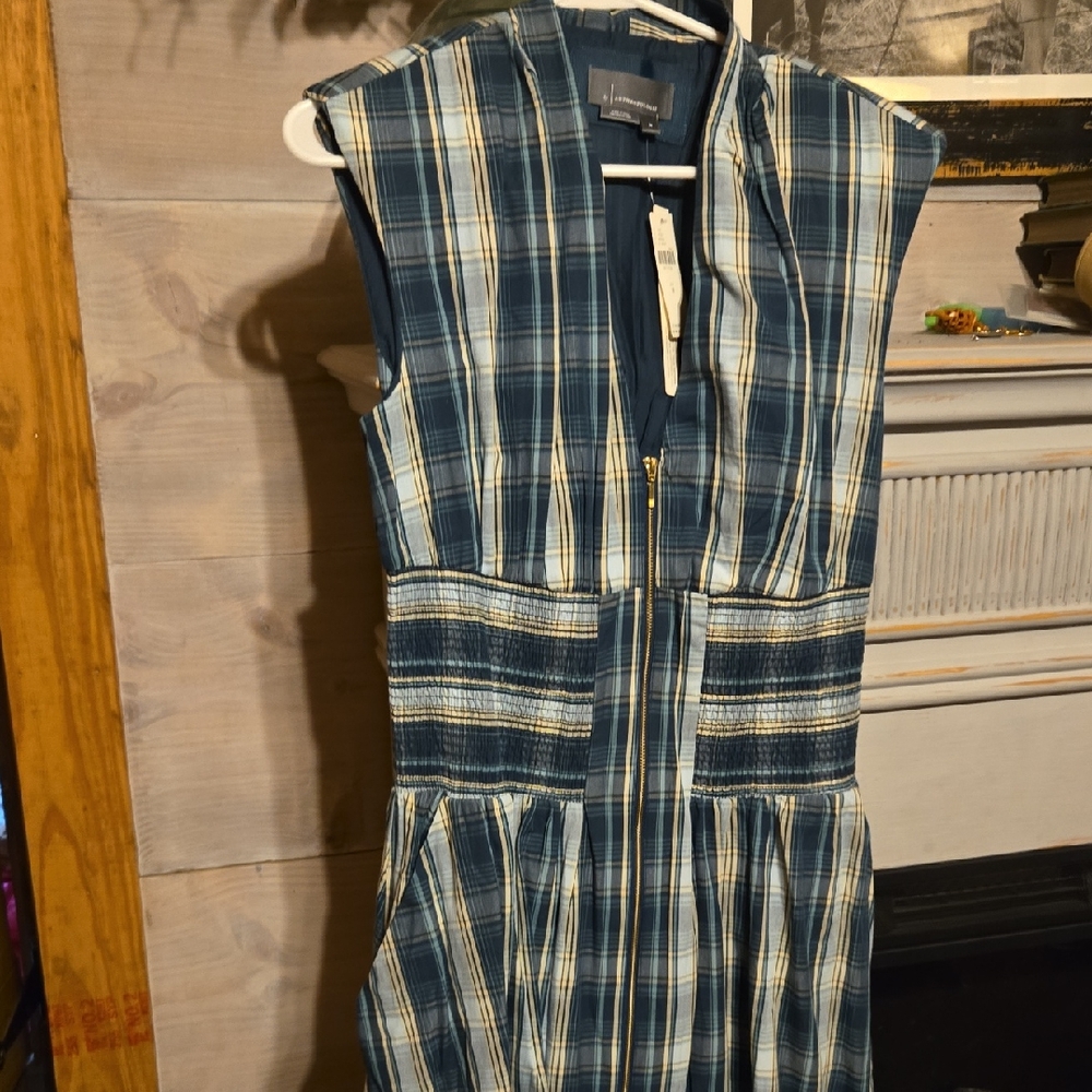 Anthropologie Plaid V-Neck Dress